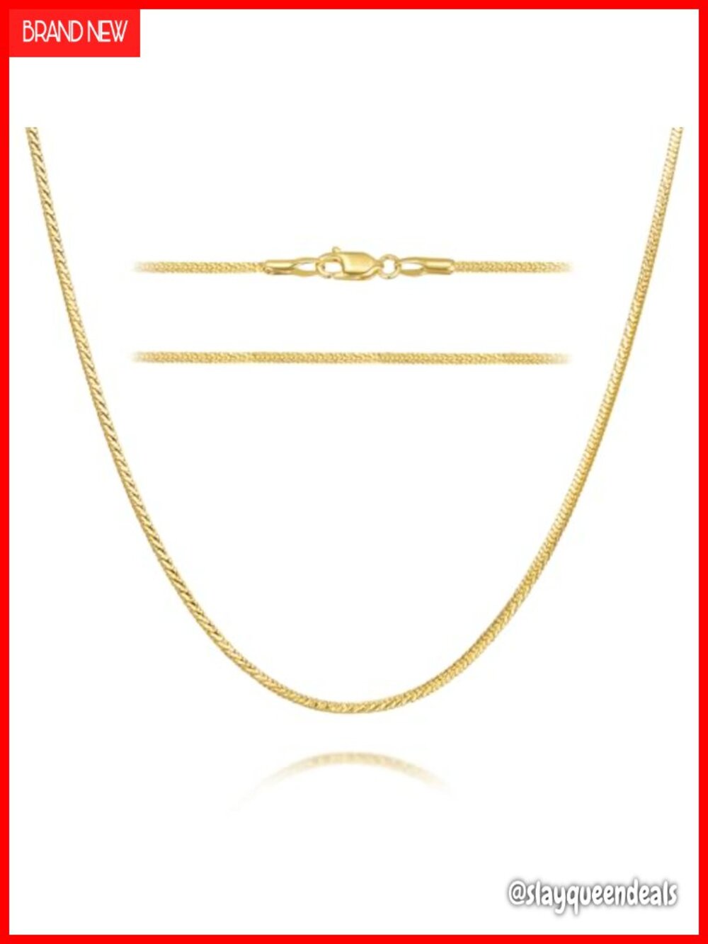 14K Gold Plated Snake Chain Necklace 16 Inch Women's Jewelry